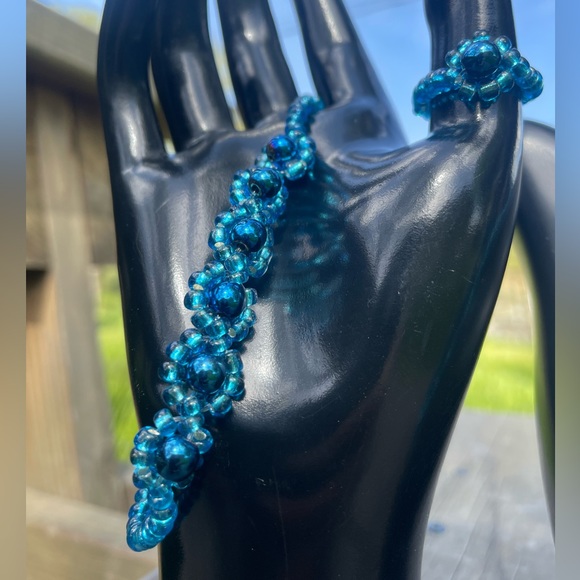 Light blue hematite choker necklace set - Picture 3 of 7